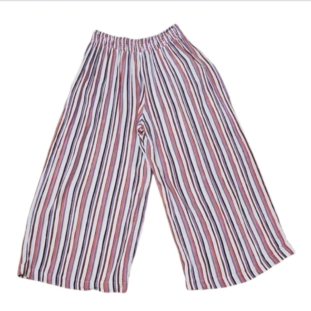 Angie Linen Wide Leg Elastic Smocked Waist Beach Lounge Pants - Picture 4 of 5